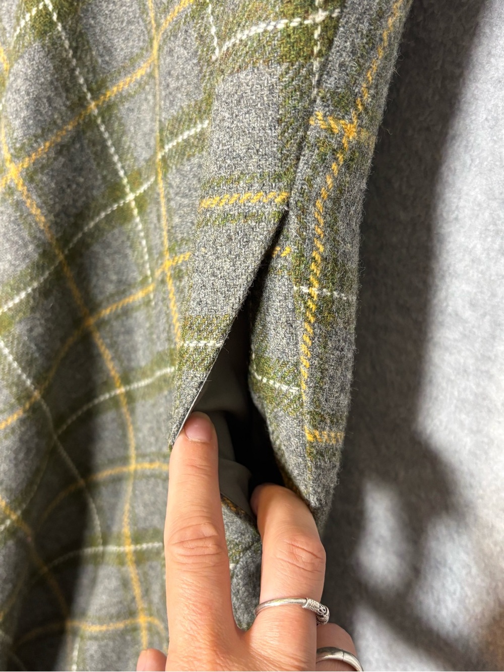 Banana Republic Sleeveless Plaid Fit-and-Flare Wool Dress-Gray Sky-Women Size 10 - Picture 4 of 7